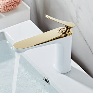 Luxury Bathroom Basin Faucet Hot Cold Water Mixer Sink Tap Gold Polished Handle Single Handle Brass Faucet