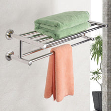 Load image into Gallery viewer, 304 Stainless Steel Double Tiers Towel Rail Rack Shelf Wall Mounted Bathroom
