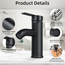 Load image into Gallery viewer, Black Bathroom Faucet Hot Cold Water Sink Mixer Tap Stainless Steel Paint Basin Faucets Single Hole Tapware
