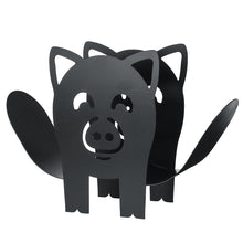 Load image into Gallery viewer, Black Toilet Paper Holder Metal Pig Shape Tissue Storage Rack
