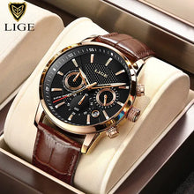 Load image into Gallery viewer, 2023 New Mens Watches LIGE Top Brand Luxury Leather Casual Quartz
