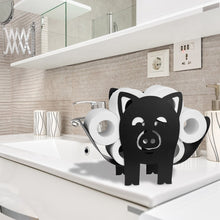 Load image into Gallery viewer, Black Toilet Paper Holder Metal Pig Shape Tissue Storage Rack
