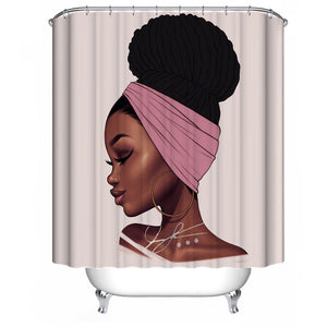 African Girl Waterproof Shower Curtain Non-slip Mats Bath Carpets Toilet Seat Cover Floor Mat