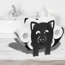 Load image into Gallery viewer, Black Toilet Paper Holder Metal Pig Shape Tissue Storage Rack
