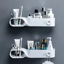 Load image into Gallery viewer, Wall-Mounted S Shape Toothbrush Holder Waterproof Strong Load-bearing Storage Rack Nail-free Bathroom Shelf
