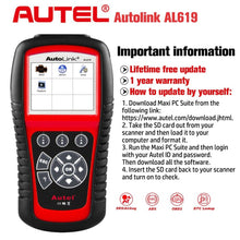 Load image into Gallery viewer, Autel AL619 Car Diagnostic Tool OBD2 Auto Scanner Diagnostic Tool OBD 2 Supported Multiple Languages ABS/SRS System Diagnosis
