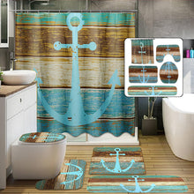 Load image into Gallery viewer, 3Pcs Retro Old Style Anchor Non-Slip Bathroom Carpet Toilet Seat Cover Bath Mat Creative Set
