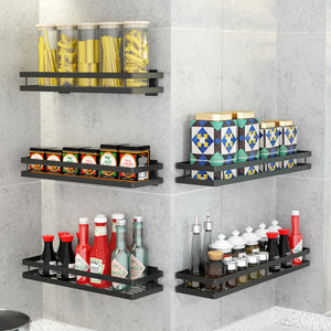 Kitchen Wall Mount Metal Storage Shelf Spice Jar Rack Bottle Bathroom Organizer