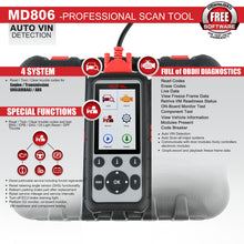 Load image into Gallery viewer, [EU Direct] Autel MaxiDiag MD806 Full System Diagnoses OBD2 Car Automotive Scanner Tool 4 Systems Diagnosis 7 Most Special Reset Services
