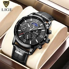 Load image into Gallery viewer, 2023 New Mens Watches LIGE Top Brand Luxury Leather Casual Quartz
