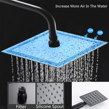 Load image into Gallery viewer, BVSOIVIA 3 IN 1 Bathroom Shower Faucet Rainfall Shower Set Matte Black Wall Mount Bathtub Shower Mixer Tap Shower System with Shelf
