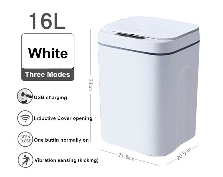 AGSIVO 16L Smart Induction Touchless Trash Can Waste Bin With Motion Sensor and Rechargeable Battery For Kitchen Bedroom Bathroom Office