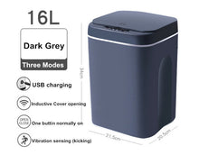 Load image into Gallery viewer, AGSIVO 16L Smart Induction Touchless Trash Can Waste Bin With Motion Sensor and Rechargeable Battery For Kitchen Bedroom Bathroom Office
