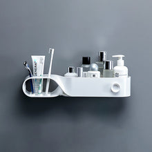 Load image into Gallery viewer, Wall-Mounted S Shape Toothbrush Holder Waterproof Strong Load-bearing Storage Rack Nail-free Bathroom Shelf
