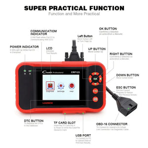 LAUNCH OBD2 Scanner CRP123 Elite  Model Engine/ABS/SRS/Transmission Diagnostic Scan Tool SRS Airbag Code Reader Lifetime Free Update