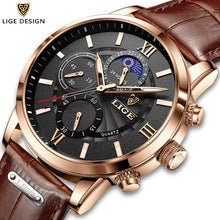 Load image into Gallery viewer, 2023 New Mens Watches LIGE Top Brand Luxury Leather Casual Quartz
