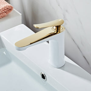 Luxury Bathroom Basin Faucet Hot Cold Water Mixer Sink Tap Gold Polished Handle Single Handle Brass Faucet