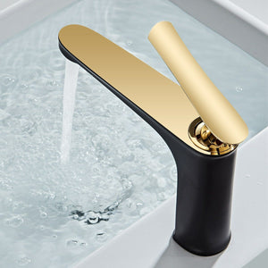 Luxury Bathroom Basin Faucet Hot Cold Water Mixer Sink Tap Gold Polished Handle Single Handle Brass Faucet