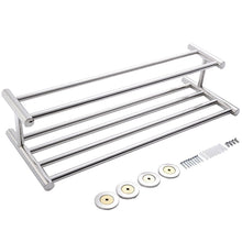 Load image into Gallery viewer, 304 Stainless Steel Double Tiers Towel Rail Rack Shelf Wall Mounted Bathroom
