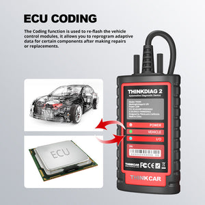 THINKCAR THINKDIAG 2 OBD2 Code Reader Scanner Full System 16 Resets Function CAN FD Protocol ECU Coding ACTIVE TEST with All Software 1 Year Free Update for Android/IOS