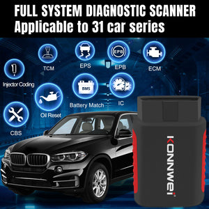 KONNWEI KDIAG Automatic Vehicles OBD2 Scanner Diagnostic Tool Bluetooth All System Scan Tool With Free Mobile App